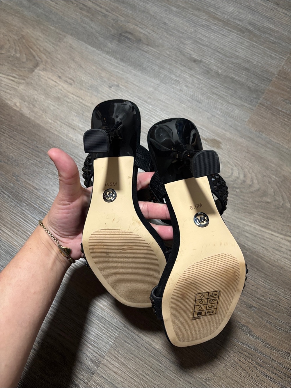Michael Kors Black Studded Double-Band Mule Sandals - Picture 3 of 4